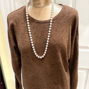 J.JILL MARLED CARAMEL BROWN CREW NECK SWEATER
